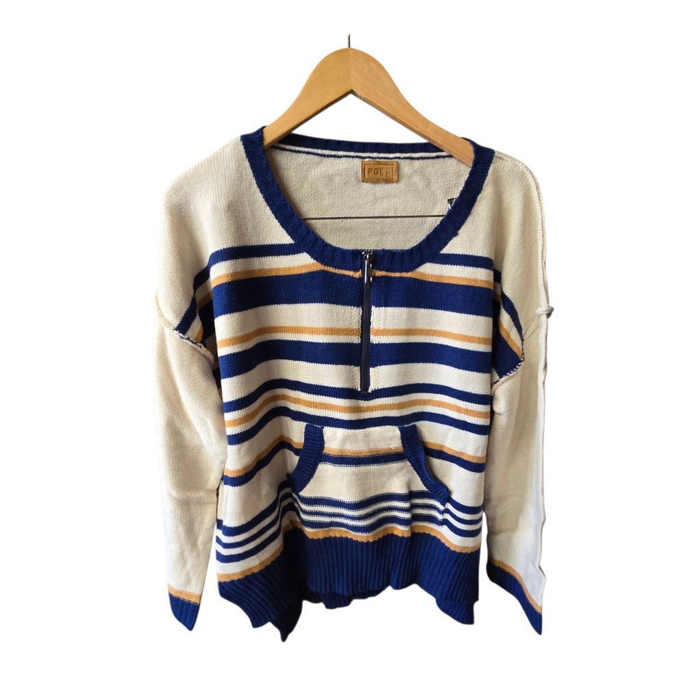 Anthropologie POL Sweater MEDIUM Pullover Boat Nautical Blue‎ Yellow Off White